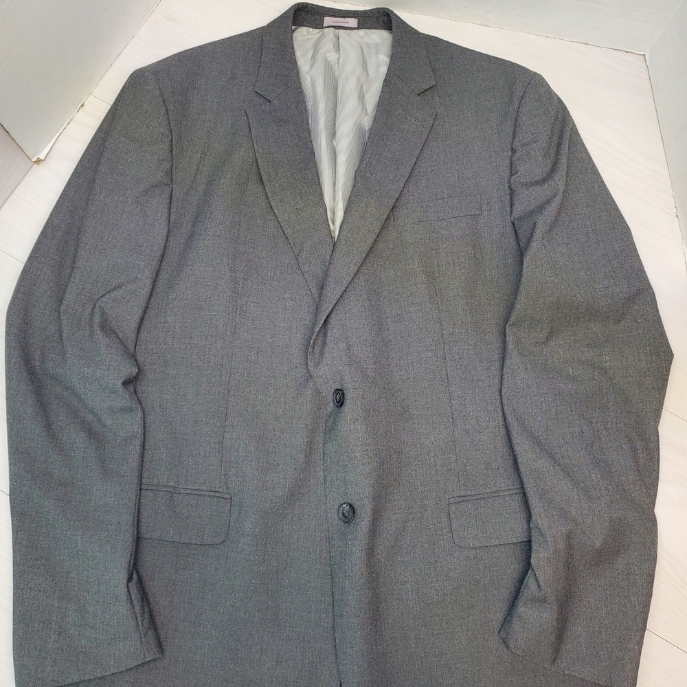 J. Ferrar Mens Slim Fit Gray Two Button Blazer Sport Coat 46L Dark Academia